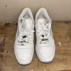 White With Blue Bottom Reeboks 