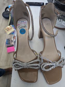 Beige Rhinestone Heels Size 10