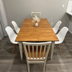 Solid Wood Extendable Dining Table And 6 Chairs