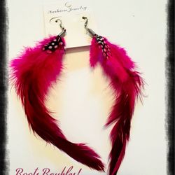 Pink Feather Earrings 