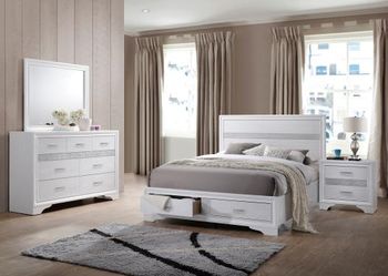 4 PC queen bedroom set with queen bed frame dresser mirror nightstand