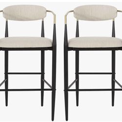 Elmore - Taburetes de bar de 30 pulgadas, color beige/negro/dorado (juego de 2)n