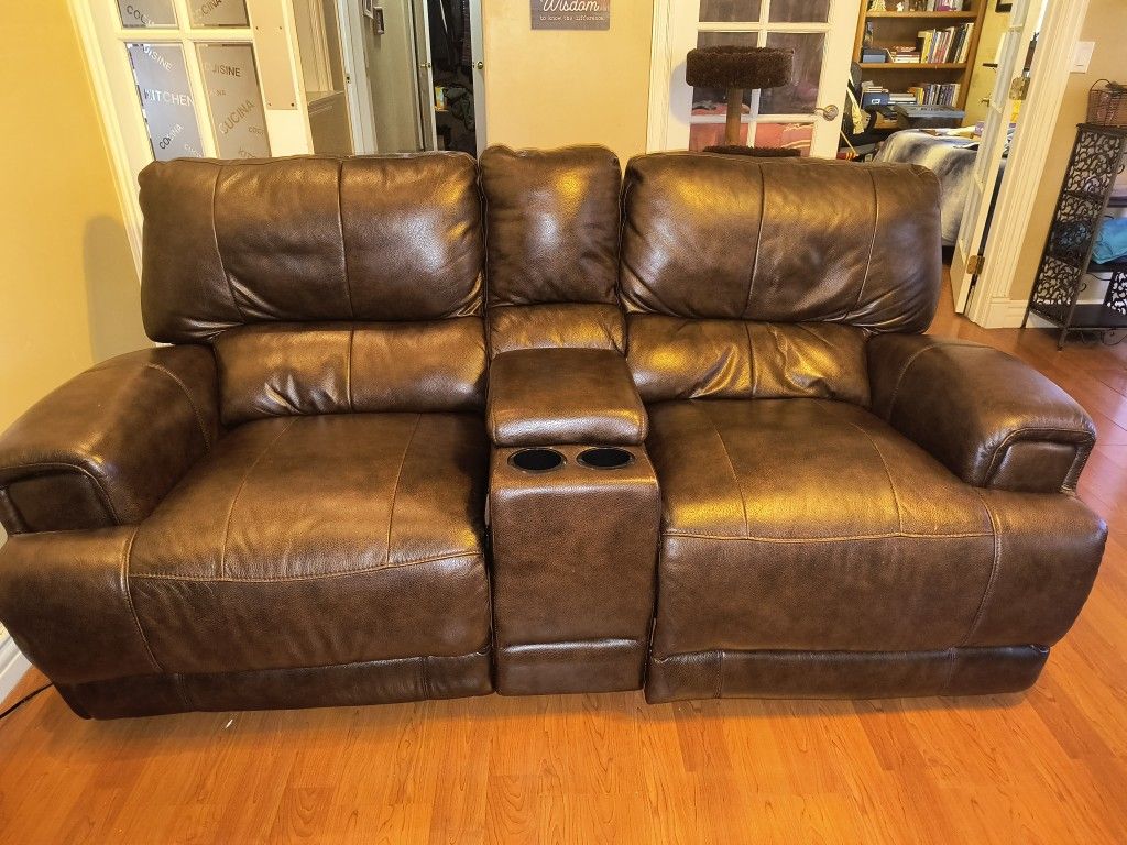 Brown Leather Reclining Couch