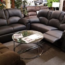 Brand New Black Synthetic Leather Manual Reclining Sofa + Loveseat 2PCs Set