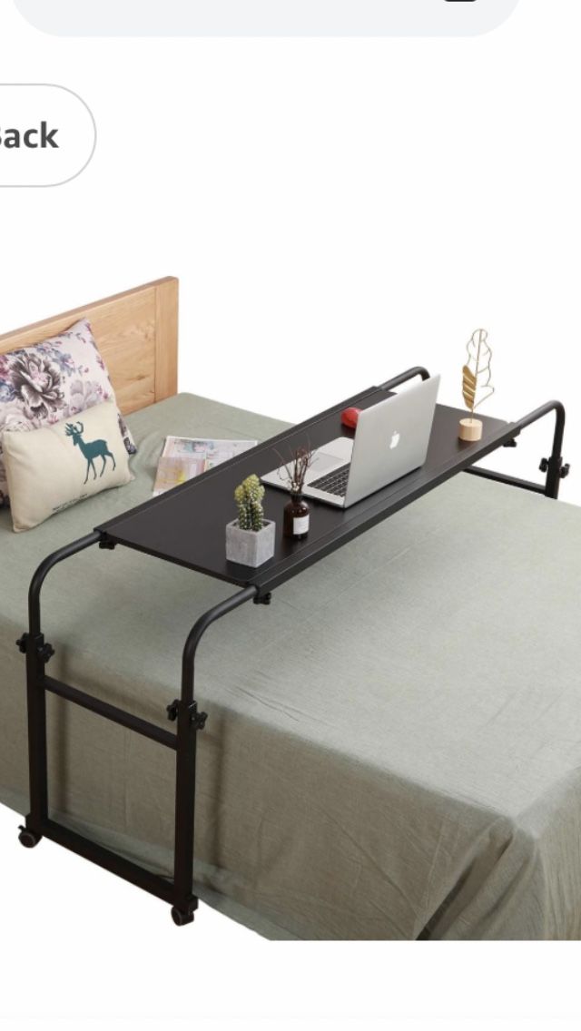 Overbed Table with Wheels Overbed Desk Over Bed Desk King Queen Bed Table Overbed Laptop Table Over Bed Table with Wheels (Tilt overbed Table-