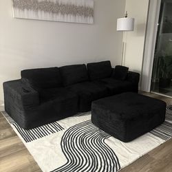 BLACK NEW Modular Cloud Sectional Couch 🚛 SAME DAY DELIVERY!
