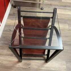 Metal & Glass Side Table with Magazine Rack 