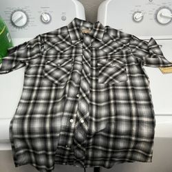 black and white wrangler button up 