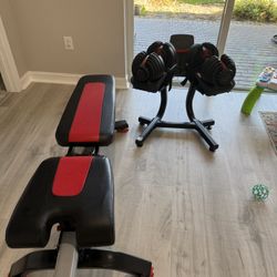 Bowflex Dumbells 5-52.5, Stand And Bench 