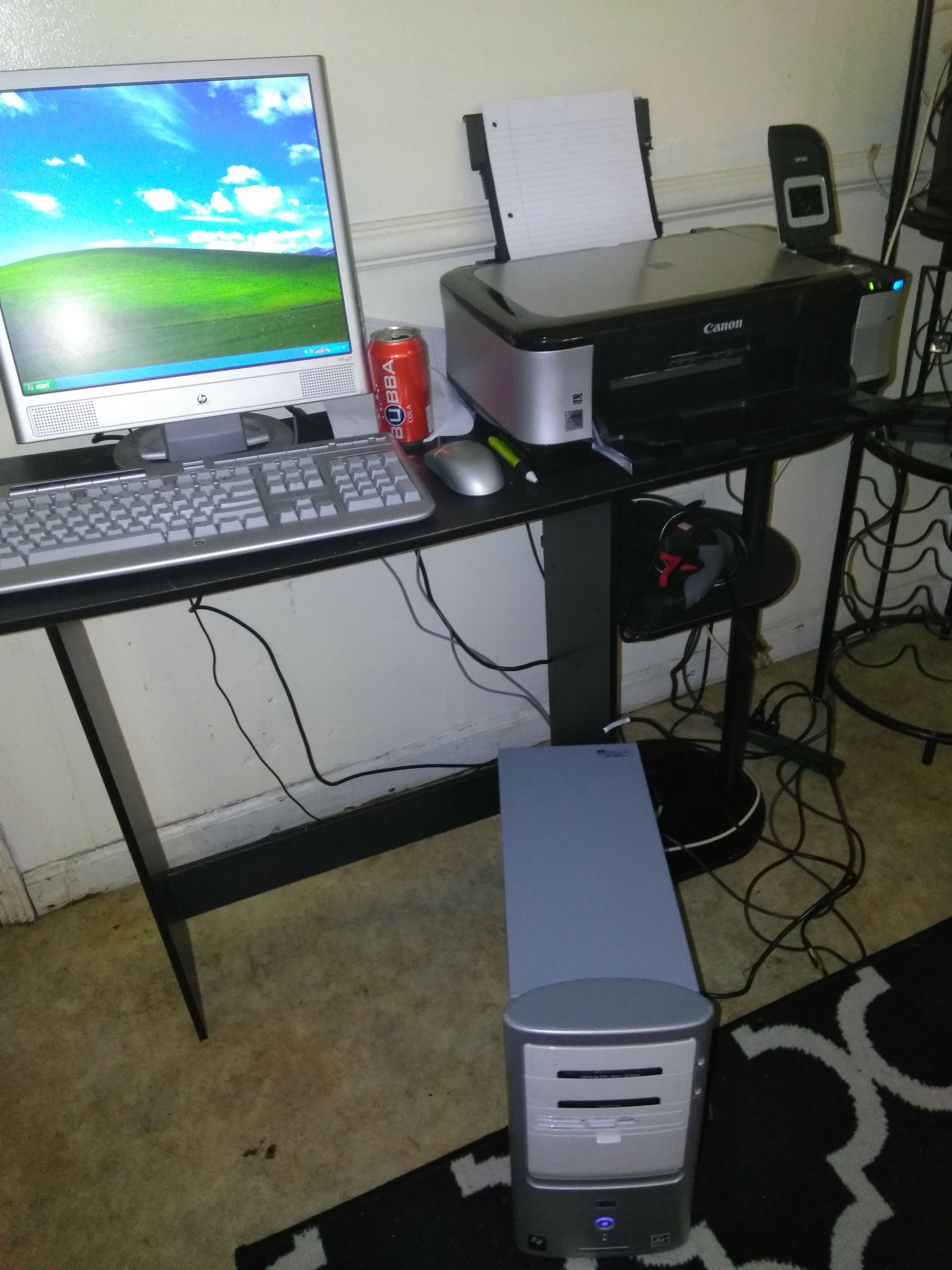 HP desktop computer and Canon printer