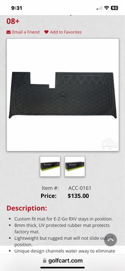 EZGO floor mat for RXV cart