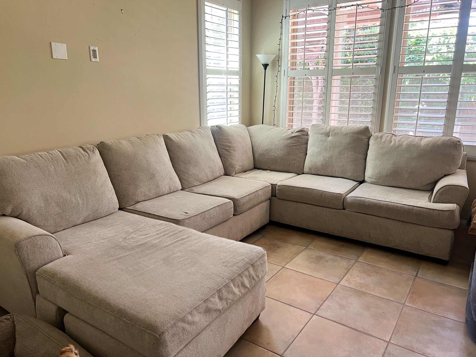 Light beige sectional sofa