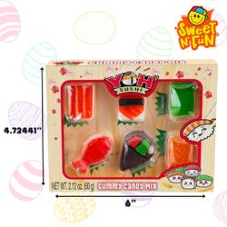 YOH Sushi Deluxe Set 3 Pieces gummy candy - With Small Plating and Chopsticks