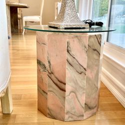 Pink/Salmon Marble End Table
