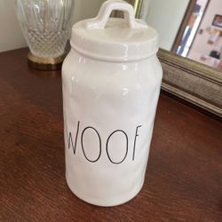 Rae Dunn Woof Dog Treat Canister 
