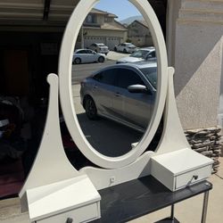 Hemnes Fiberboard Mega Vanity Mirror w/ Drawers - White