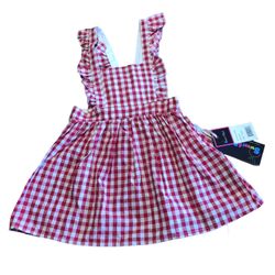 NWT 24 m Boutique Red Gingham Plaid Backless Apron Dress / Skirtall Jumper