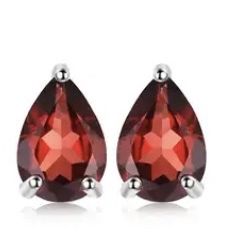 JewelryPalace Natural Garnet 925 Sterling Silver Stud Earrings for Women Gemstone Jewelry [EAR67]