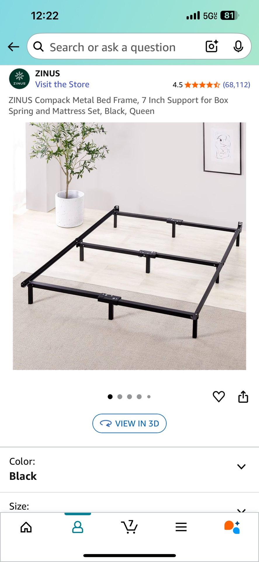 Black Metal Queen Bed Frame 