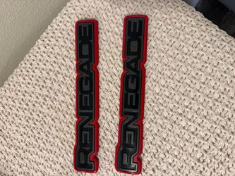 These are genuine Mopar emblems for Jeep Renegade cars, made in black and red. They are suitable for models from 2015 to 2023 and are permanently inst