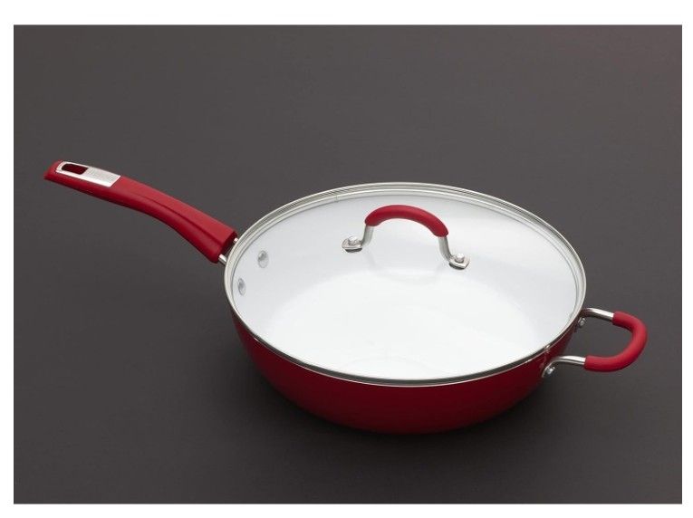 Bialetti AETERNUM Ceramic Titanium Nonstick 12" Pan Red White Silver