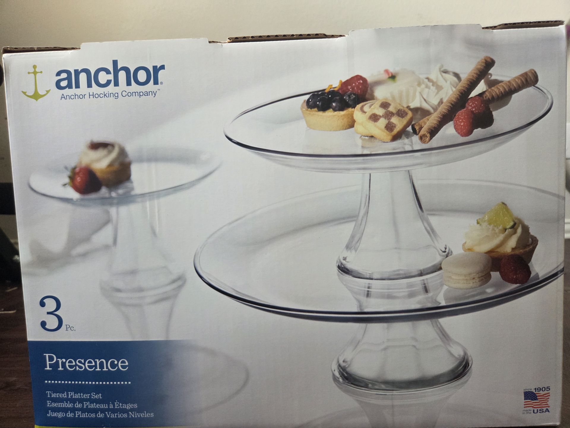 Anchor Hocking Presence 3-Piece Tiered Platter Set