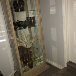 Cabinet 74 Inches High Leopard Glassware Included