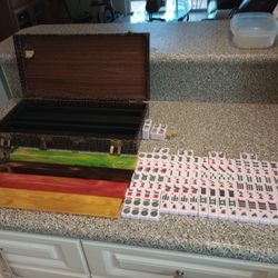 Vtg Cardinal Mah Jong Mahjong Game Set Catalin Bakelite Racks 166 Rare Pink Hue Tiles