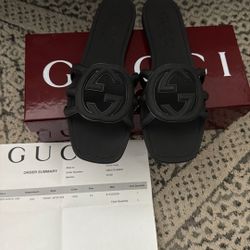 Gucci Slides Rubber Black Size 9