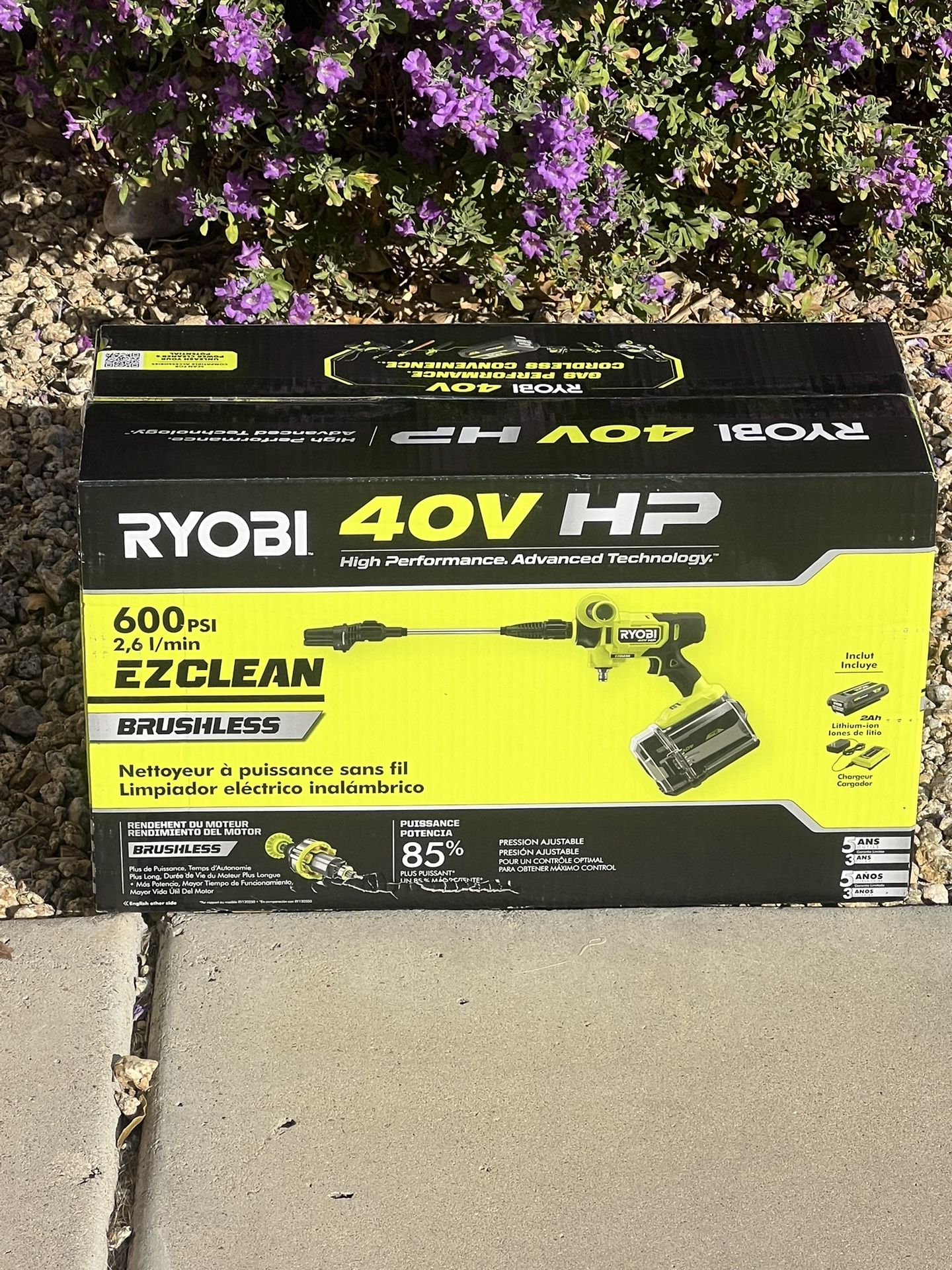 NEW Ryobi 40V HP 600PSI Clean Power Cleaner Brushless 2Ah Batt/Charger RY124052K