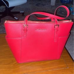Micheal kors Red Leather Tote Bag