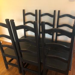 Beautifully Refinished Black Ladder Back Chairs 