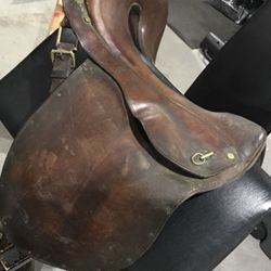 English leather riding saddle