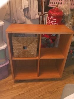 Wooden Cubby Organizer On Wheels