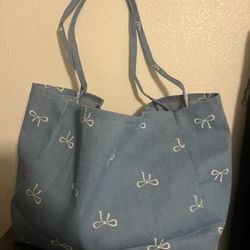 Blue Jean Bow Tote Bag 