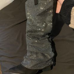 Sparkly Foldover Black Boots