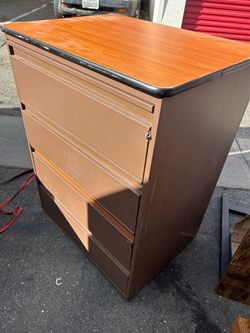Metal with wood drawer