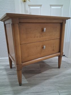 Set of vintage solid wood 2-drawer end tables (set of  two)