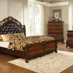 4pc eastern king Bedroom Set King Bedframe Dresser Mirror Nightstand On Sale Now