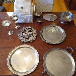 Silver Platters, Goblets & Other Pieces $50