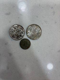 2 Vintage 1963 Greece 30 Drachmai .835 Silver Coins