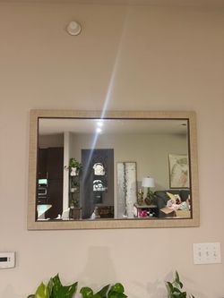 Wall Mirror with Light Wood Frame