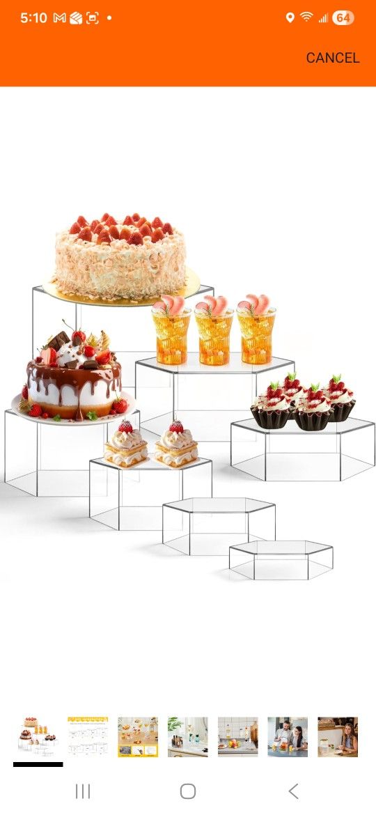 Leinuosen 7 Pcs Large Buffet Risers Set 6" to 12" Acrylic Display Box Catering Dessert Table Riser Food Display Decorative Stand with Hollow Bottom fo