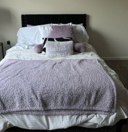 Black full size bed frame and full size mattress