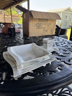 MalaCasa Dinnerware sets for 6 marble grey
