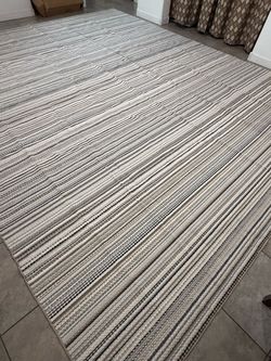 Large Neutral Striped Area Rug 12x15 feet - D79