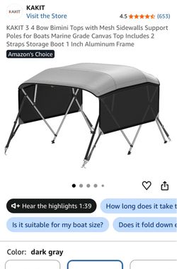 KAKIT 4 Bow Bimini Top with Mesh Sidewalls