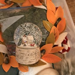 Two Bins Of Assorted holiday Decorations 