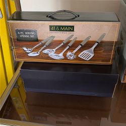 41 & MAINE, SIX PIECE SERVING UTENSIL SET BRAND NEW IN THE BOX