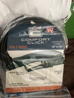 Brand new in ziplock bag comfort click belt fits 28” to 48” leather as seen on tv belt